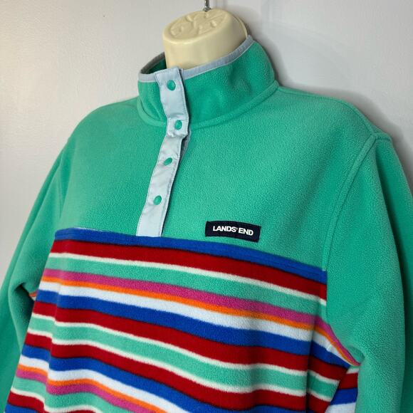 Lands' End Women's Heritage Fleece Snap Neck Pullover Sweatshirt Large - Picture 6 of 9